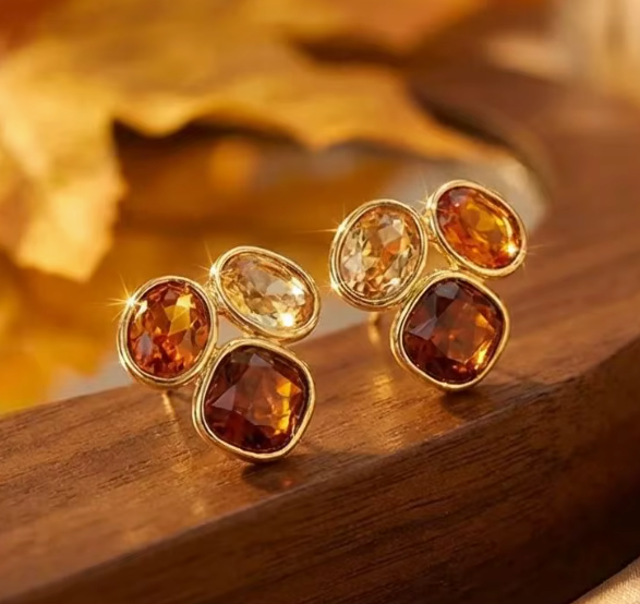 Jena | Three stones earrings